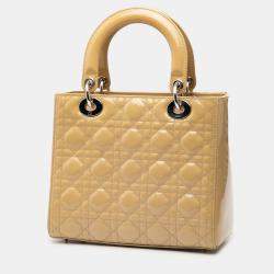 Pre Owned Dior Brown Medium Patent Cannage Lady Dior
