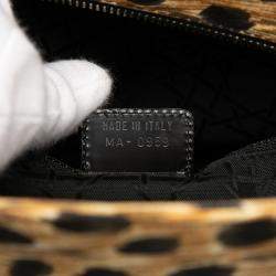 Pre Owned حقيبة ديور ليدي ديور كانفاس طبعة جلد النمر بني كبير