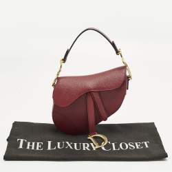 Pre Owned Dior Saddle Mini Burgundy Leather Bag
