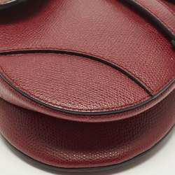Pre Owned Dior Saddle Mini Burgundy Leather Bag