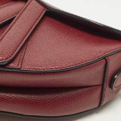 Pre Owned Dior Saddle Mini Burgundy Leather Bag