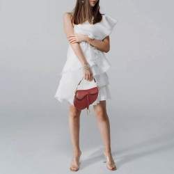 Pre Owned Dior Saddle Mini Burgundy Leather Bag