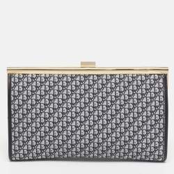 Pre Owned Dior Black/Grey Diorissimo Canvas Vintage Frame Clutch