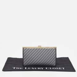 Pre Owned Dior Black/Grey Diorissimo Canvas Vintage Frame Clutch
