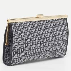 Pre Owned Dior Black/Grey Diorissimo Canvas Vintage Frame Clutch