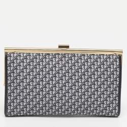 Pre Owned Dior Black/Grey Diorissimo Canvas Vintage Frame Clutch