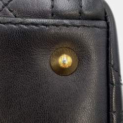 Pre Owned حقيبة يد ديور ليدي ديور 2 بطرق جلد أسود متوسطة الحجم