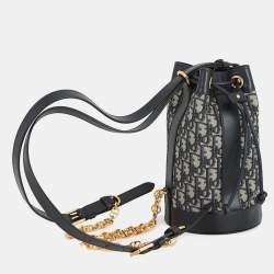 مملوكة مسبقًا حقيبة ظهر ديور أوبليك قماش جلد كحلي/بيج صغيرة