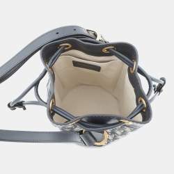 مملوكة مسبقًا حقيبة ظهر ديور أوبليك قماش جلد كحلي/بيج صغيرة