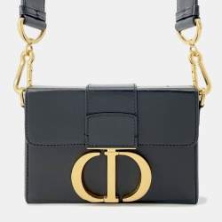 مملوكة مسبقًا Dior 30 Montaigne Montaigne Shoulder Bag Black Leather