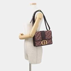 مملوكة مسبقًا Dior Oblique Montaigne Shoulder Bag Bordeaux Canvas Leather
