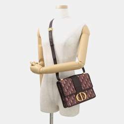 مملوكة مسبقًا Dior Oblique Montaigne Shoulder Bag Bordeaux Canvas Leather
