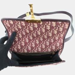 مملوكة مسبقًا Dior Oblique Montaigne Shoulder Bag Bordeaux Canvas Leather
