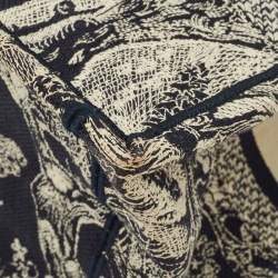 Pre Owned Dior Book Small Blue Toile de Jouy Embroidered Canvas Tote