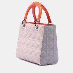 Pre Owned Dior Pink Medium Tricolor Lambskin Cannage Lady Dior