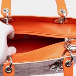 Pre Owned Dior Pink Medium Tricolor Lambskin Cannage Lady Dior