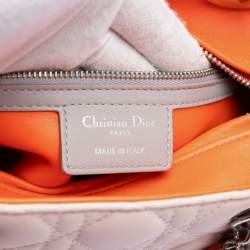 Pre Owned Dior Pink Medium Tricolor Lambskin Cannage Lady Dior