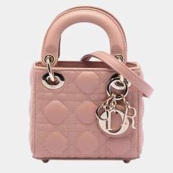 Pre Owned Dior Brown Micro Lambskin Cannage Lady Dior