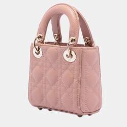 Pre Owned Dior Brown Micro Lambskin Cannage Lady Dior