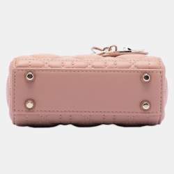 Pre Owned Dior Brown Micro Lambskin Cannage Lady Dior