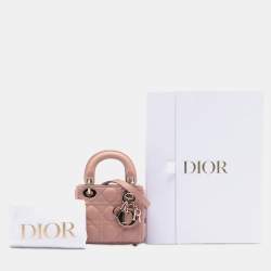 Pre Owned Dior Brown Micro Lambskin Cannage Lady Dior