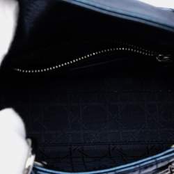 Pre Owned Dior Blue Mini Metallic Calfskin Cannage Lady Dior
