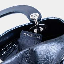 Pre Owned Dior Blue Mini Metallic Calfskin Cannage Lady Dior