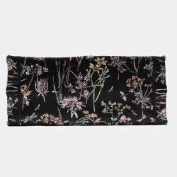 Pre Owned حقيبة يد ديور كتان مطرز أسود وسطي هيرباريوم بووك توت