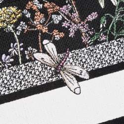 Pre Owned حقيبة يد ديور كتان مطرز أسود وسطي هيرباريوم بووك توت