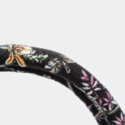 Pre Owned حقيبة يد ديور كتان مطرز أسود وسطي هيرباريوم بووك توت