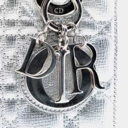 Pre Owned حقيبة ديور ليدي ديور ماي ايه بي سي ديور كاناج جلد العجل المُحبحب المعدني الفضي الصغيرة