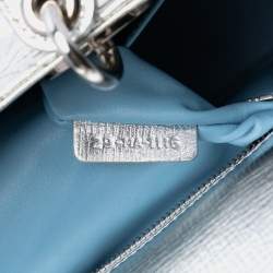 Pre Owned حقيبة ديور ليدي ديور ماي ايه بي سي ديور كاناج جلد العجل المُحبحب المعدني الفضي الصغيرة