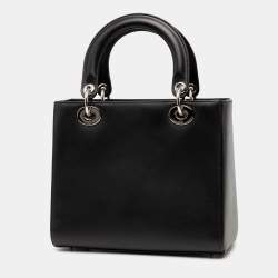 Pre Owned Dior Black Orange Medium Calfskin Pockets Lady Dior