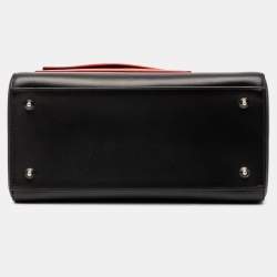 Pre Owned Dior Black Orange Medium Calfskin Pockets Lady Dior