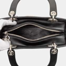 Pre Owned Dior Black Orange Medium Calfskin Pockets Lady Dior