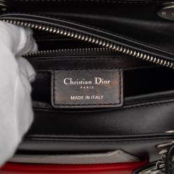 Pre Owned Dior Black Orange Medium Calfskin Pockets Lady Dior