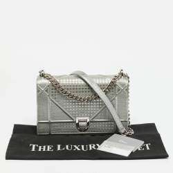 Pre Owned حقيبة كتف ديور ديوراما جلد براءة اختراع تصميم ميكروكاناج فضية متوسطة