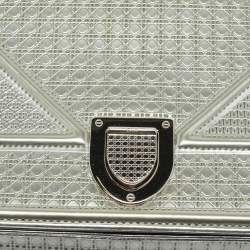 Pre Owned حقيبة كتف ديور ديوراما جلد براءة اختراع تصميم ميكروكاناج فضية متوسطة