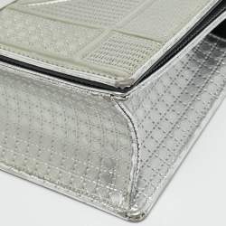 Pre Owned حقيبة كتف ديور ديوراما جلد براءة اختراع تصميم ميكروكاناج فضية متوسطة