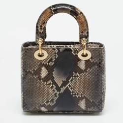 Pre Owned Dior Lady Dior Small Multicolor Python Tote