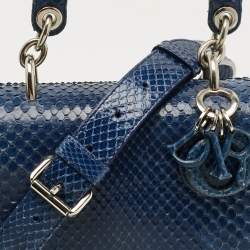 Pre Owned Dior Be Dior Mini Blue Python Top Handle Bag
