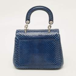 Pre Owned Dior Be Dior Mini Blue Python Top Handle Bag