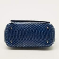 Pre Owned Dior Be Dior Mini Blue Python Top Handle Bag