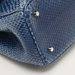 Pre Owned Dior Be Dior Mini Blue Python Top Handle Bag