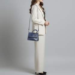 Pre Owned Dior Be Dior Mini Blue Python Top Handle Bag