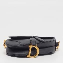 Pre Owned Dior Saddle Mini Black Leather Shoulder Bag