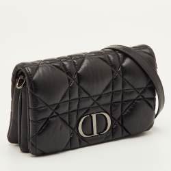 Pre Owned Dior Caro Mini Black Macrocannage Leather Bag