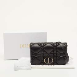 Pre Owned Dior Caro Mini Black Macrocannage Leather Bag