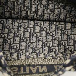 Pre Owned Dior Book Medium Navy Blue Oblique Embroidered Canvas Tote