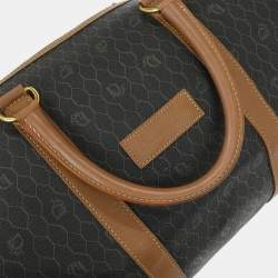 Pre Owned Christian Dior Black Brown Honeycomb Duffle Bag